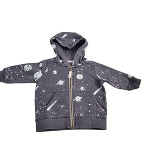 Carter's Baby Boy Space Print Zip Up Hoodie Gray Planets Stars size 6 months